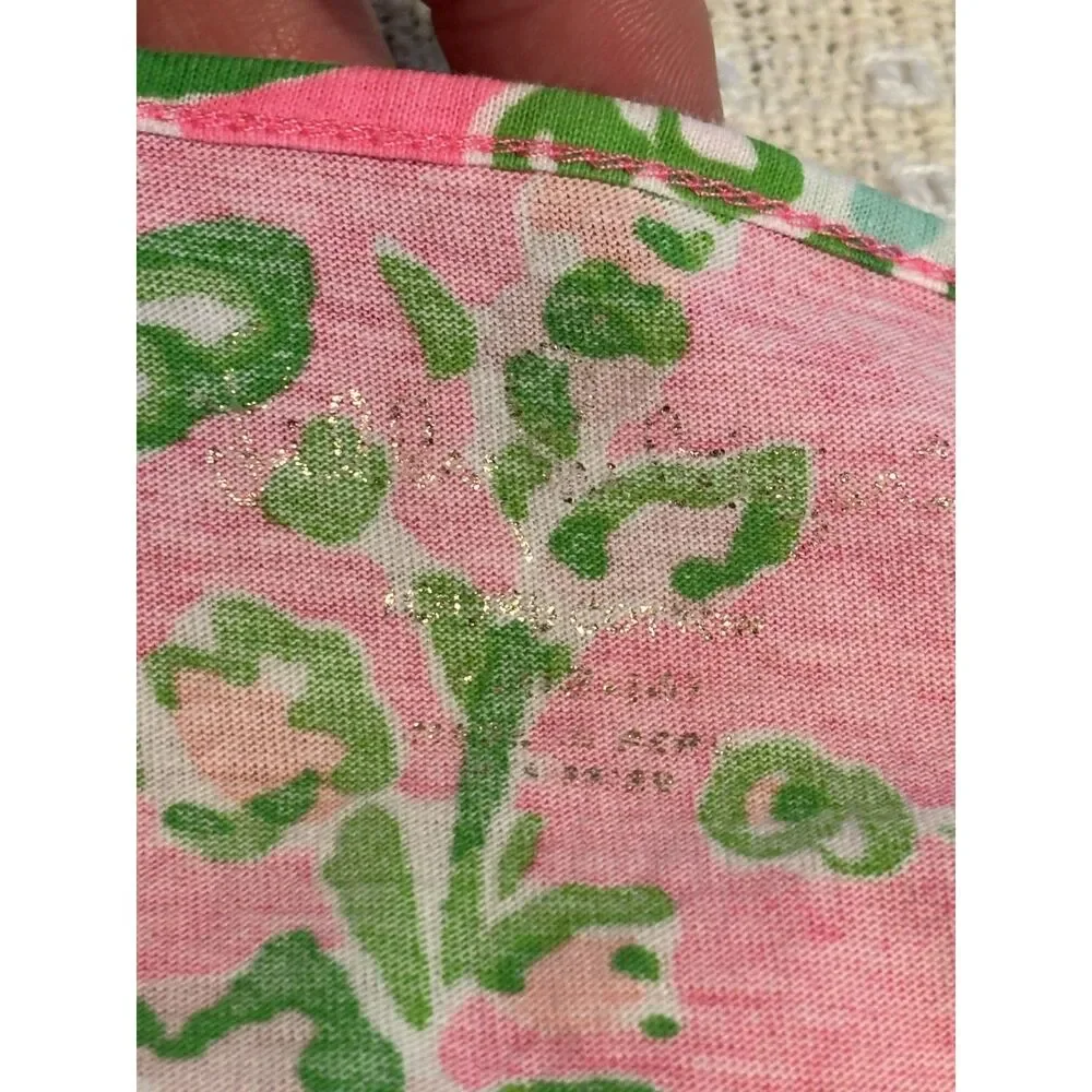 Lilly Pulitzer Girls XL 12 Sadie Dress Bright Navy Via Sunny Pink Green Floral